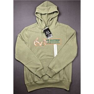 RealTree Outfitters Camo Logo Pullover Hoodie Green Mens Small Casual fit